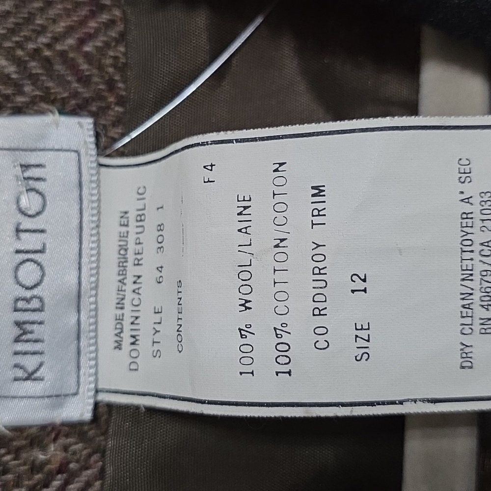 VTG Kim Bolton Womens Wool Jacket Blazer W/Cotton Corduroy Earthtones Sz 12 EUC - Picture 2 of 10